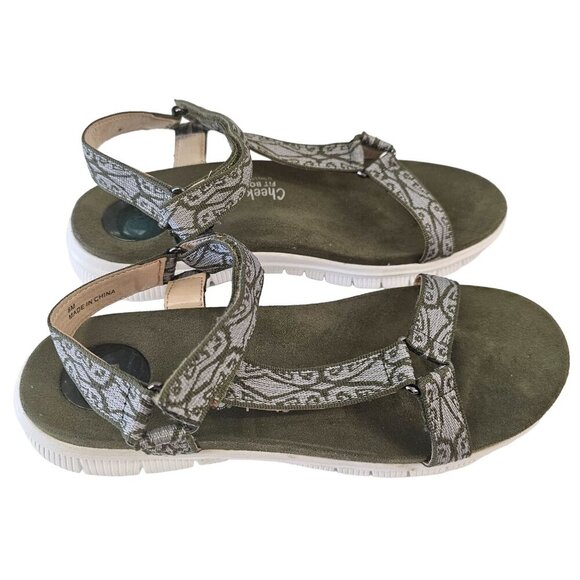 Cheeks Fit Body By Tony Little Women’s Sandals 8M Green & Gray Geometric - Picture 7 of 12